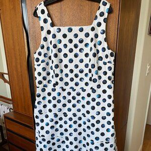 TALBOTS Tiered Sleeveless Cotton Dress. Size 16 Square Neck Lined w/Pockets NEW